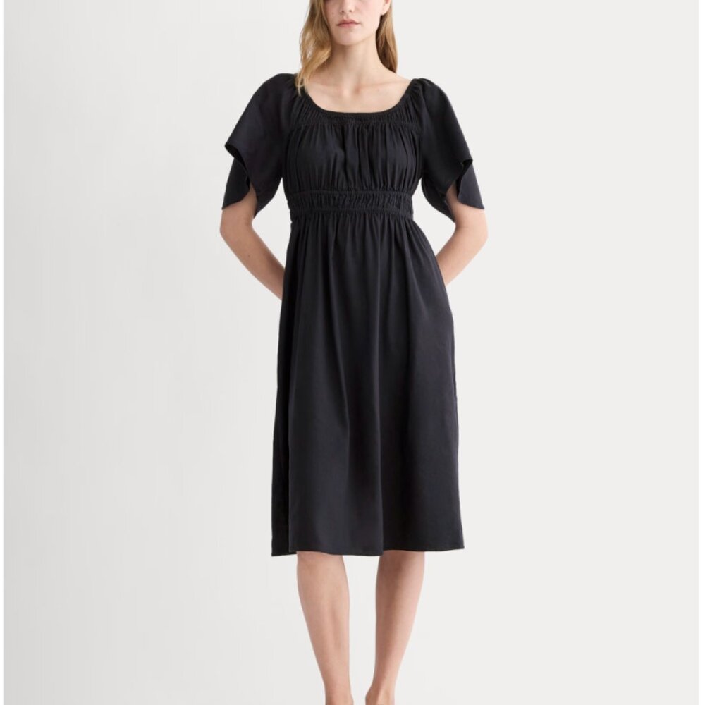 NWT Everlane Linen Flutter-Sleeve Dress